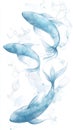 Enveloped in swirling, ethereal blue smoke, three fish move through the water Royalty Free Stock Photo