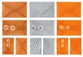 Envelopes in Orange Silver and Tan