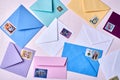 Envelopes with post stamps.