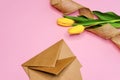 Envelops and tulips