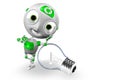 Envirobot and Bulb With Thumbs up Royalty Free Stock Photo