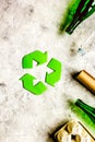 environment concept with recycling symbol on stone background top view mock-up Royalty Free Stock Photo