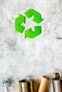 environment concept with recycling symbol on stone background top view mock-up Royalty Free Stock Photo