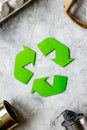 environment concept with recycling symbol on stone background top view mock-up Royalty Free Stock Photo