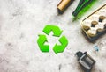 Environment concept with recycling symbol on stone background top view mock-up Royalty Free Stock Photo