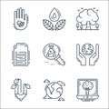 environment and eco line icons. linear set. quality vector line set such as wallpaper, world, ecology, ecology, research, battery