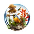 Environment, ecology and conservation of nature bird 3d icon isolated poligon transparent background png. Generative ai