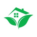 Environment Friendly home Eco Green house logo vector icon design Royalty Free Stock Photo