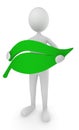 Environment friendly man holding leaf icon Royalty Free Stock Photo