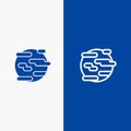 Environment, Help, Pollution, Smoke, World Line and Glyph Solid icon Blue banner Line and Glyph Solid icon Blue banner