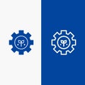 Environment, Plant, Gear, Setting Line and Glyph Solid icon Blue banner Line and Glyph Solid icon Blue banner Royalty Free Stock Photo