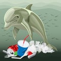 Environment Pollution Illustration And Dolphin