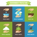 Environment protection concepts. Vector illustration.