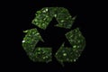 Recycling sign made from green leaves. Generative AI Royalty Free Stock Photo