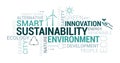 Environment, smart cities and sustainability tag cloud Royalty Free Stock Photo