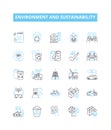 Environment and sustainability vector line icons set. Environment, sustainability, ecology, green, conservation
