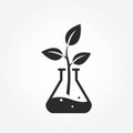 Environmental chemistry icon. non-toxic symbol. chemical flask with leaf. eco, laboratory and science symbol Royalty Free Stock Photo