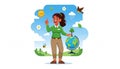 Environmental Conservationist with Globe and Tree. Royalty Free Stock Photo