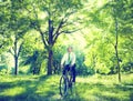 Environmental Conservative Businessman Bicycle Woods Concept Royalty Free Stock Photo