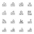 Environmental contaminants line icons set