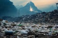 Environmental crisis Mountain of garbage, symbolizing pollution and environmental harm