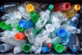 Environmental Crisis, Overflowing Garbage Bin with Plastic Bottles Royalty Free Stock Photo