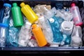 Environmental Crisis, Overflowing Garbage Bin with Plastic Bottles Royalty Free Stock Photo