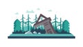 Environmental Deforestation, Machinery in Forest, vector design Generative AI Royalty Free Stock Photo