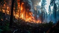 An environmental disaster in the form of a forest fire on planet Earth. Royalty Free Stock Photo