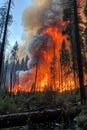 An environmental disaster in the form of a forest fire on planet Earth. Royalty Free Stock Photo