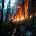 An environmental disaster in the form of a forest fire on planet Earth. Royalty Free Stock Photo