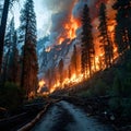 An environmental disaster in the form of a forest fire on planet Earth. Royalty Free Stock Photo