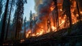 An environmental disaster in the form of a forest fire on planet Earth. Royalty Free Stock Photo