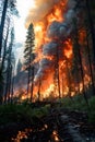 An environmental disaster in the form of a forest fire on planet Earth. Royalty Free Stock Photo