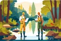 Environmental engineers inspect water quality near an industrial plant. Generative AI, Generative, AI