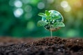 Environmental essence Concept of Earth Day, a tree growing on soil Royalty Free Stock Photo
