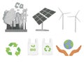 Environmental friendliness concept icons set. carbon-free energy sources. carbon-free production, no carbon dioxide emissions. Royalty Free Stock Photo
