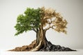 Environmental and global warming concepts, Live and dead big tree Royalty Free Stock Photo