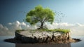 Environmental and global warming concepts, Live and dead big tree. generative ai Royalty Free Stock Photo