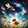 Environmental Guardians: The Essential Role of bees in Nature and Universe Royalty Free Stock Photo