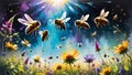 Environmental Guardians: The Essential Role of bees in Nature and Universe Royalty Free Stock Photo