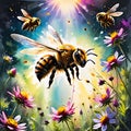 Environmental Guardians: The Essential Role of bees in Nature and Universe Royalty Free Stock Photo