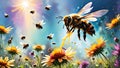 Environmental Guardians: The Essential Role of bees in Nature and Universe Royalty Free Stock Photo