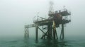 Environmental Impact, Abandoned oil rig in the ocean symbolizing the environment. Royalty Free Stock Photo