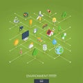 Environmental integrated 3d web icons. Digital network isometric concept.