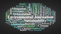 Environmental Journalism Word Cloud. Core Terms On Climate, Ecosystems, Justice, And Global Sustainability Royalty Free Stock Photo