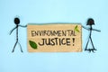 Environmental justice, ecological and climate justice concept. People stick figures protesting