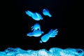 Environmental pollution blue gloves polyethylene