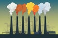 Environmental pollution illustrated through smoking industrial chimneys Royalty Free Stock Photo