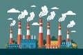 Environmental pollution illustrated through smoking industrial chimneys Royalty Free Stock Photo